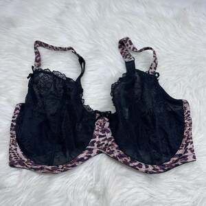 Adore Me Black and Purple Camo Print Bra and Panty Set